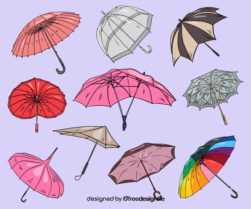 Set of Umbrellas vector