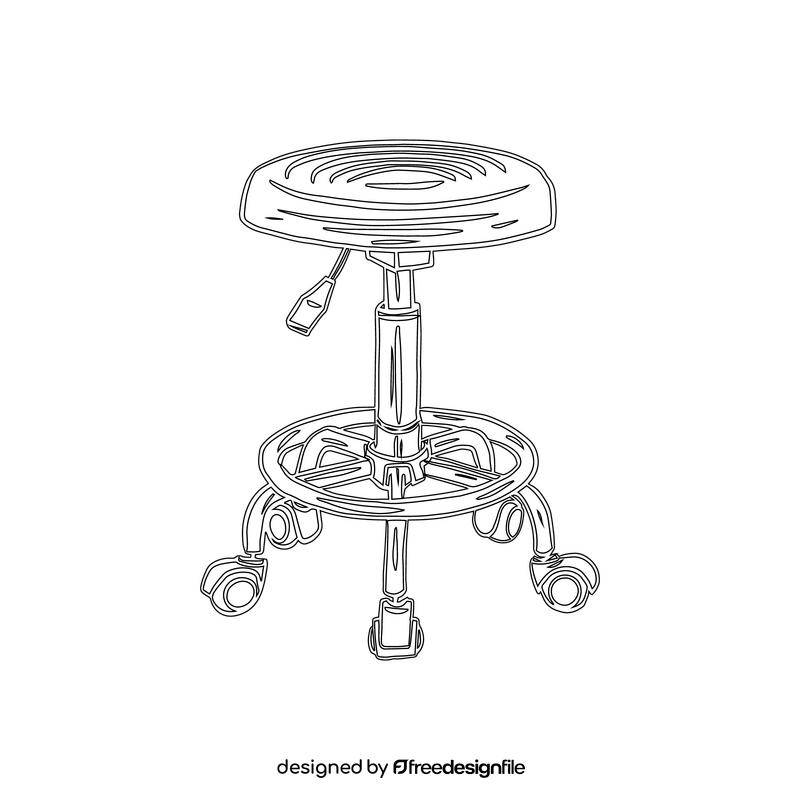 Industrial Bar Stool black and white clipart