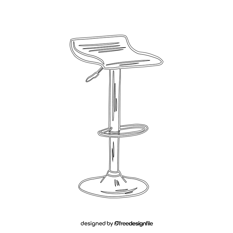 Adjustable Height Low Back Bar Stool black and white clipart