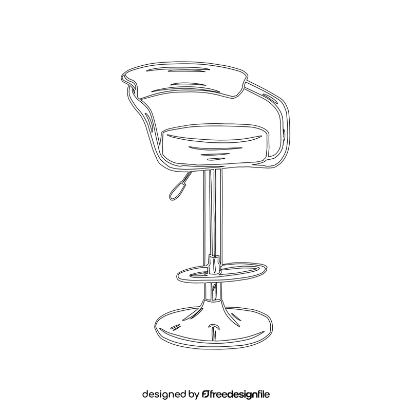 ABS Bar Stool with Back black and white clipart