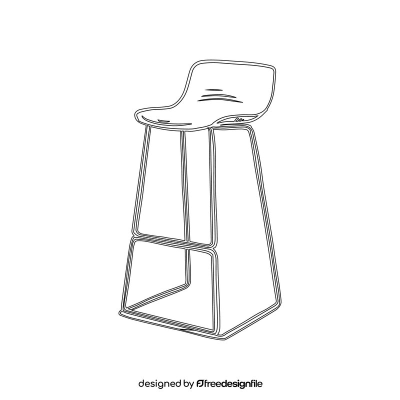 Low Back Bar Stool black and white clipart