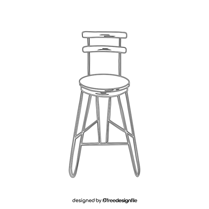 Metal Frame Bar Stool black and white clipart