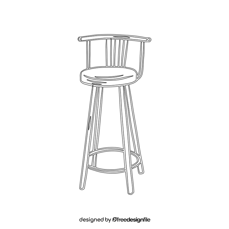 Bar Stool with Back black and white clipart