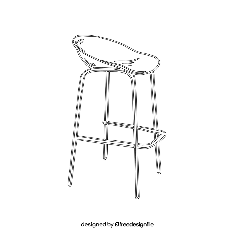 Plastic Bar Stool with Metal Legs black and white clipart