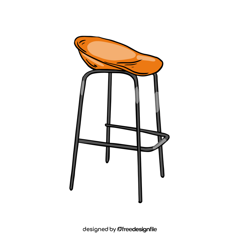 Plastic Bar Stool with Metal Legs clipart
