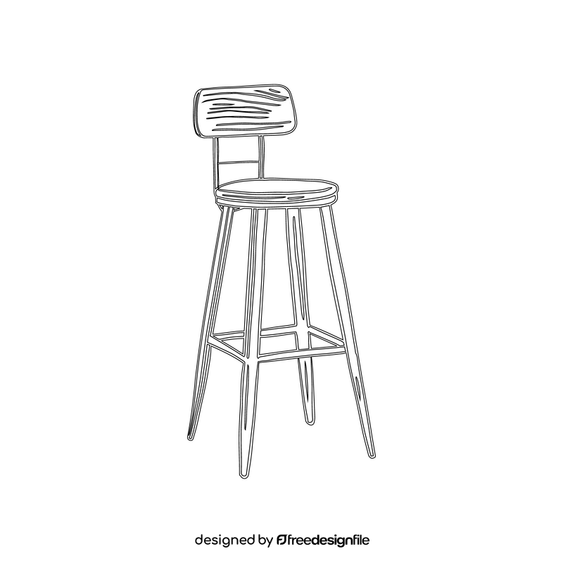 Bistro Bar Stool black and white clipart