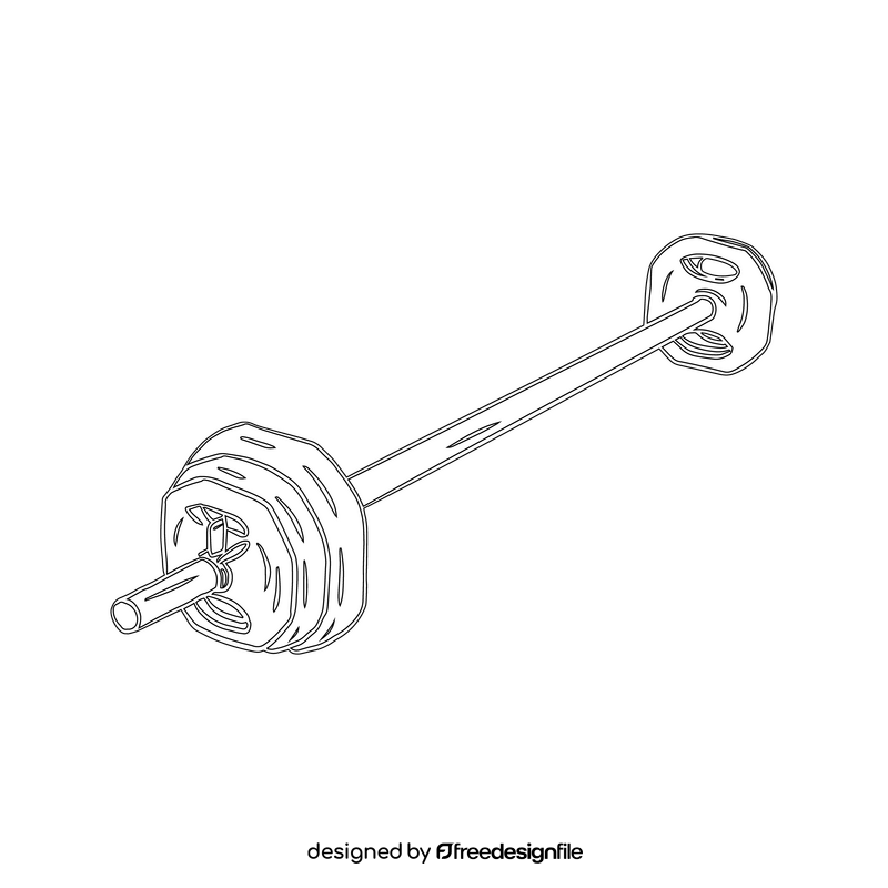 Barbell with Color Bumpers black and white clipart