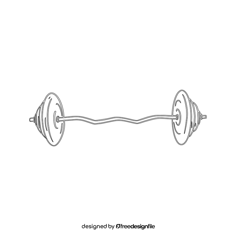 Curl Barbell black and white clipart