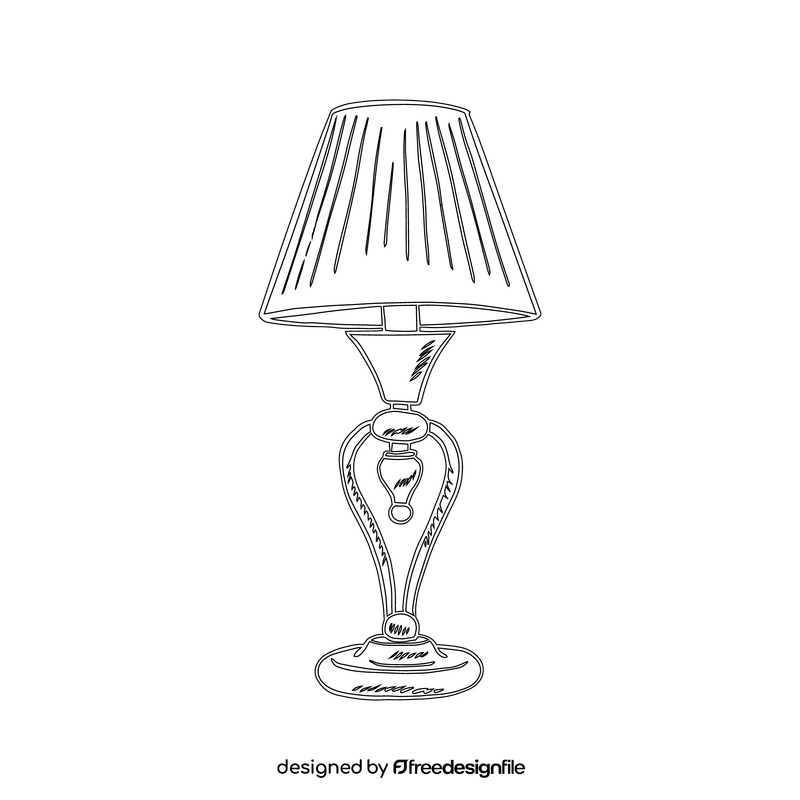 Cottage Table Lamp black and white clipart