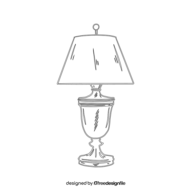 Cottage Table Lamp black and white clipart