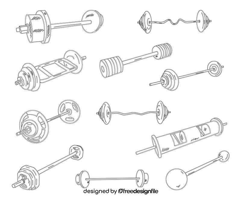Barbells black and white vector