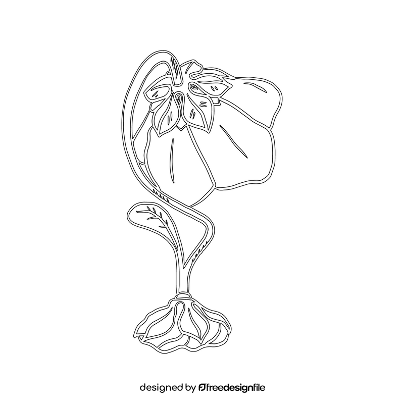 Flower Table Lamp black and white clipart