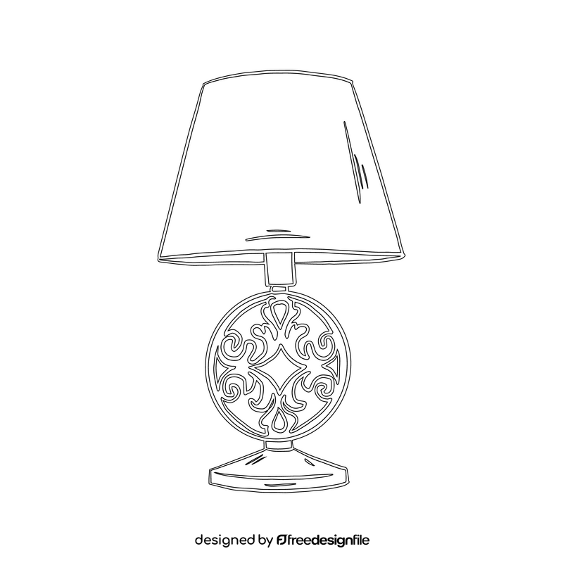 Cottage Table Lamp black and white clipart