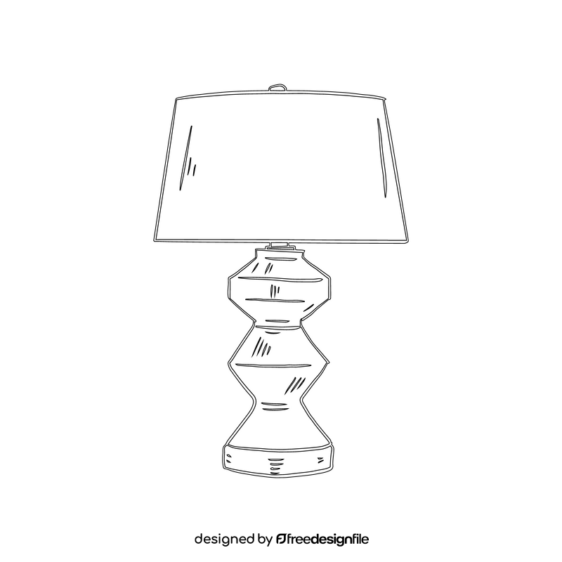 Drum Table Lamp black and white clipart