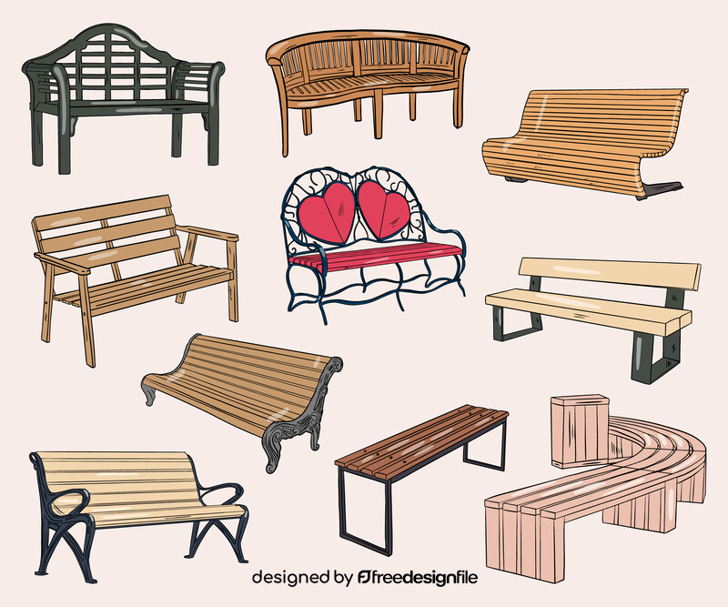 Set of Benches vector