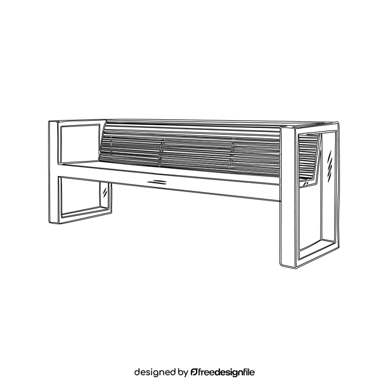 Bench black and white clipart