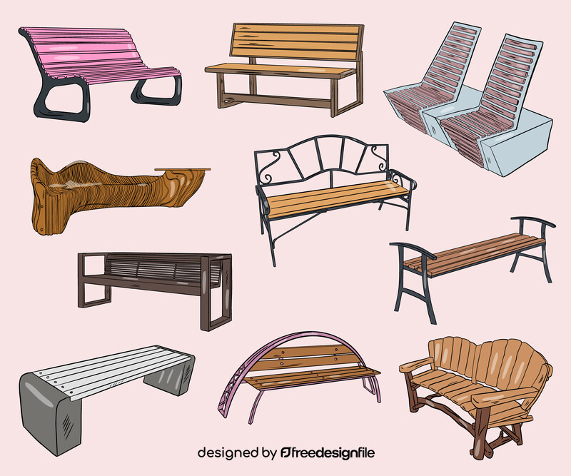 Set of Benches vector