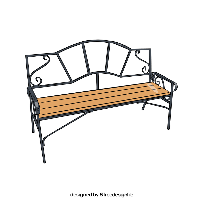 Metal Frame Wooden Bench clipart
