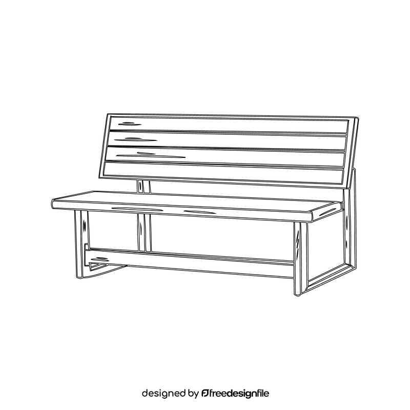 Straight Garden Bench black and white clipart