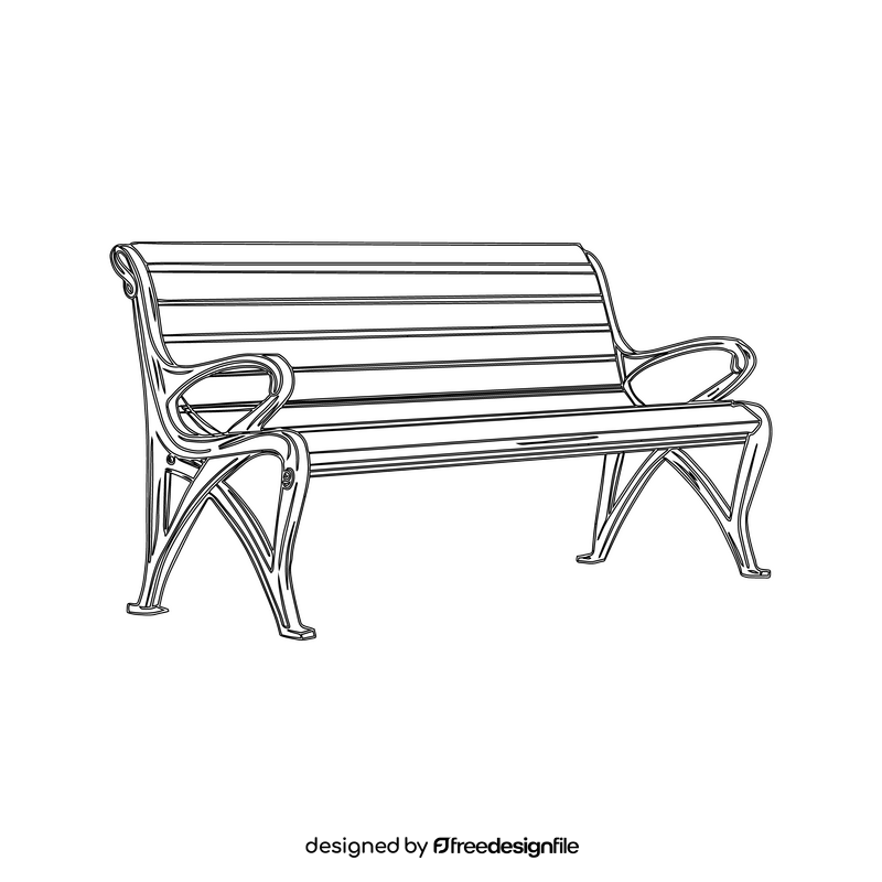 Street Bench black and white clipart