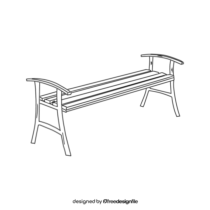 Backless Garden Bench black and white clipart