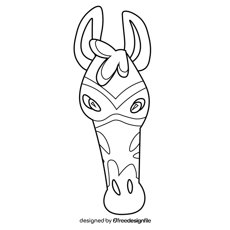 Zebra head drawing black and white clipart