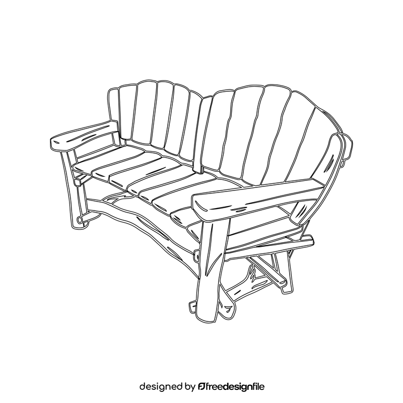 Natural Wood Garden Bench black and white clipart