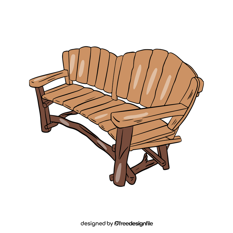 Natural Wood Garden Bench clipart