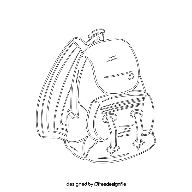 Leather Backpack black and white clipart