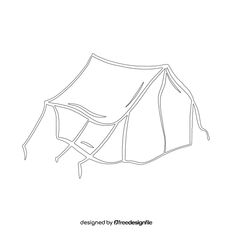 Camping Tent black and white clipart