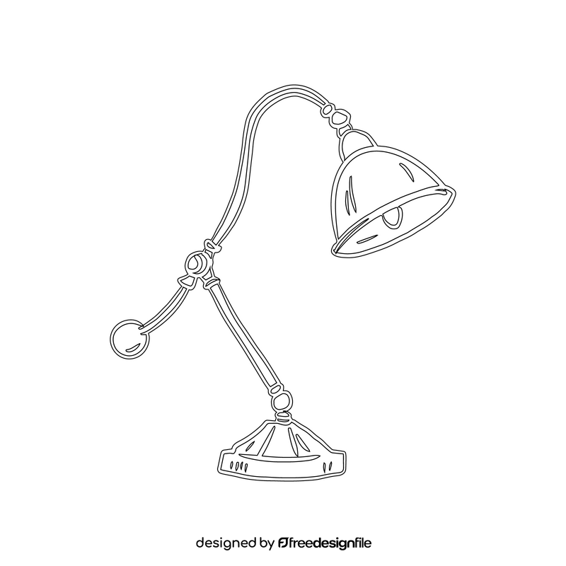 Vintage Study Table Lamp black and white clipart