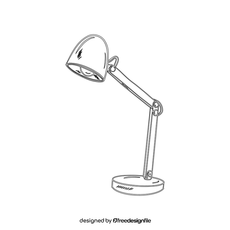 Swing Arm Table Lamp black and white clipart
