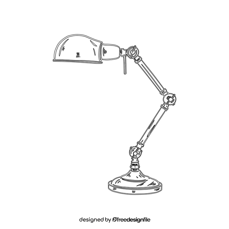 Swing Arm Table Lamp black and white clipart