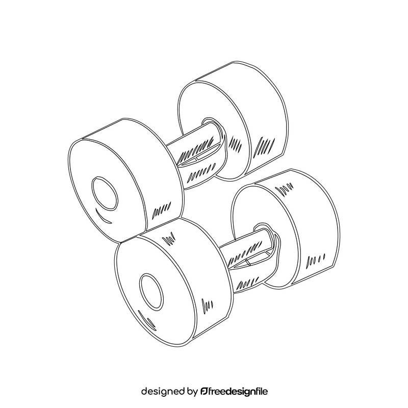 Dumbbells black and white clipart