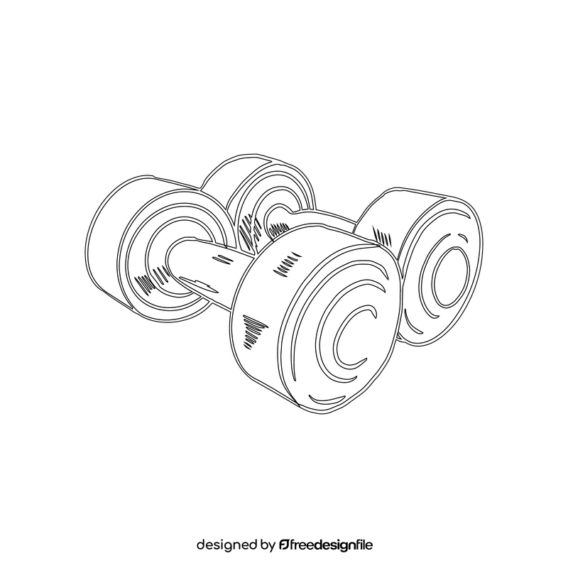 Fixed Rubber Dumbbells black and white clipart