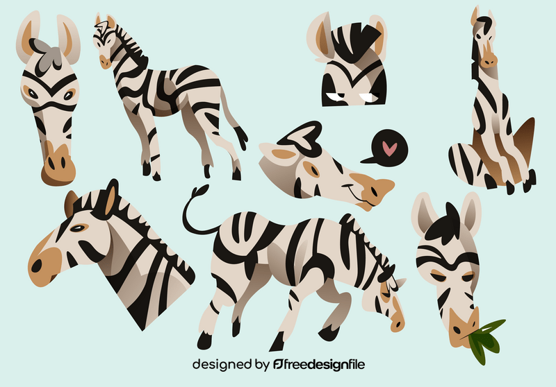 Zebra cartoon set vector