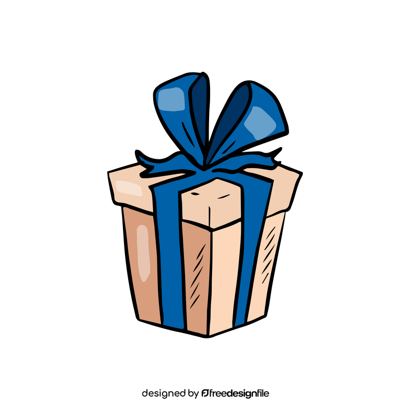 Gray Gift Box with Blue Bow clipart