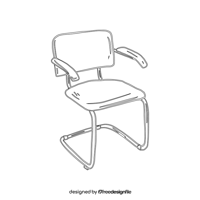 Office Chair Without Wheels black and white clipart