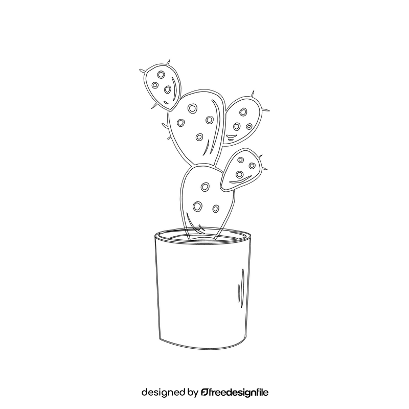 Indian Fig Cactus black and white clipart