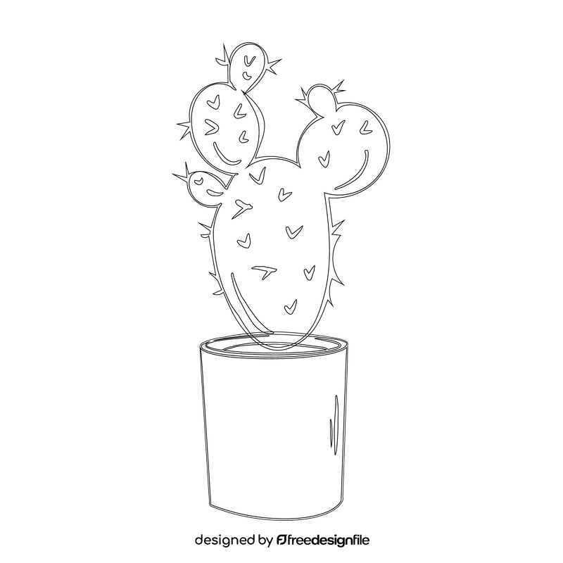 Indian Fig Cactus black and white clipart