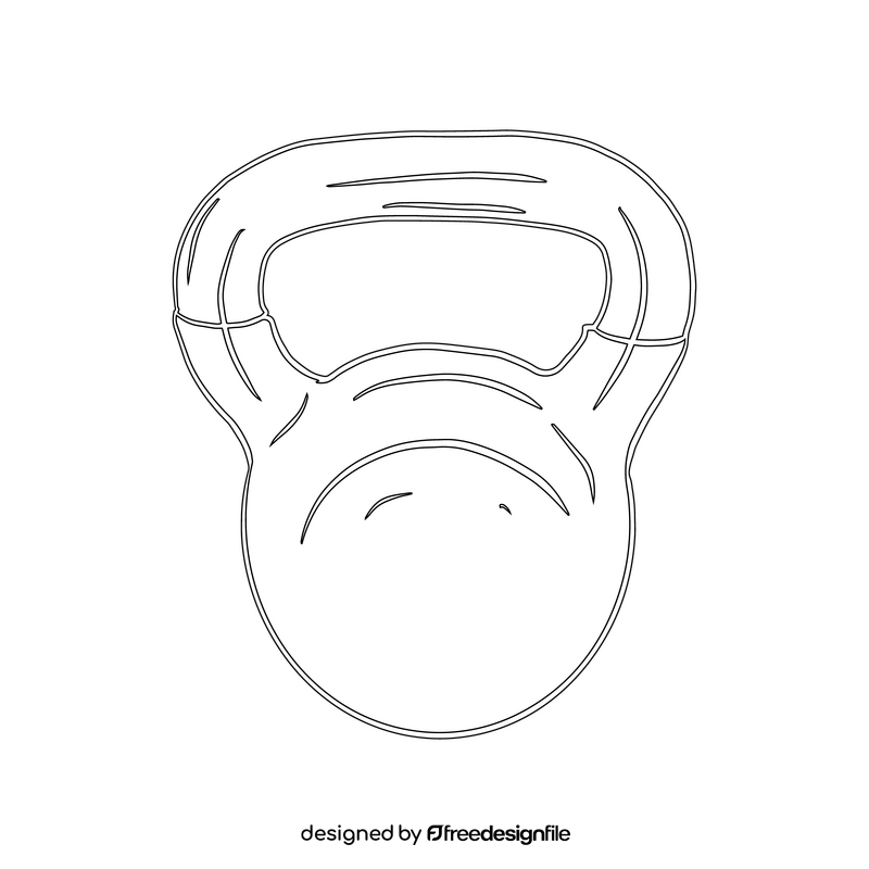 Cast Iron Kettlebell black and white clipart