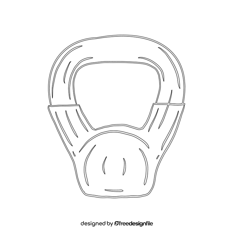 Vinyl Coated Kettlebell black and white clipart