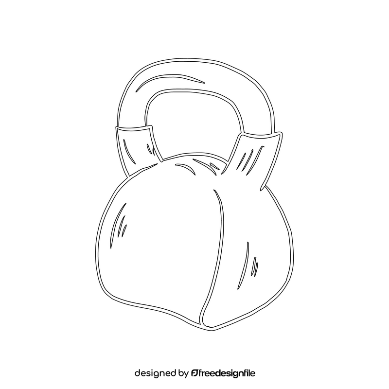 Vinyl Coated Kettlebell black and white clipart