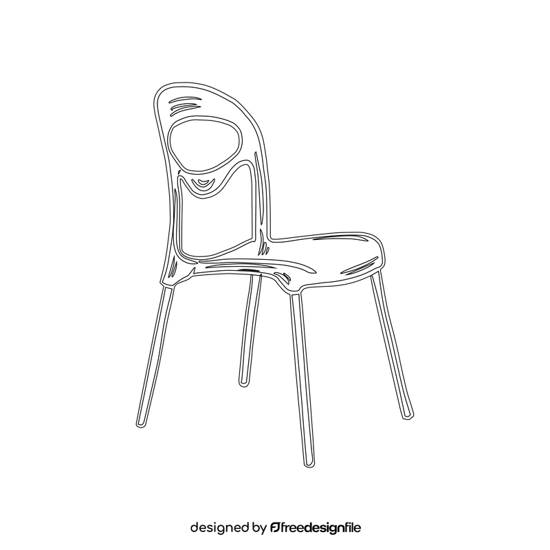 Plastic Chair with Metal Legs black and white clipart