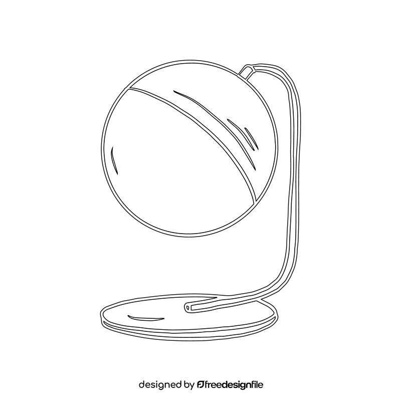 Round LED Table Lamp black and white clipart