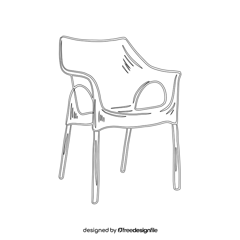 Plastic Chair with Metal Legs black and white clipart