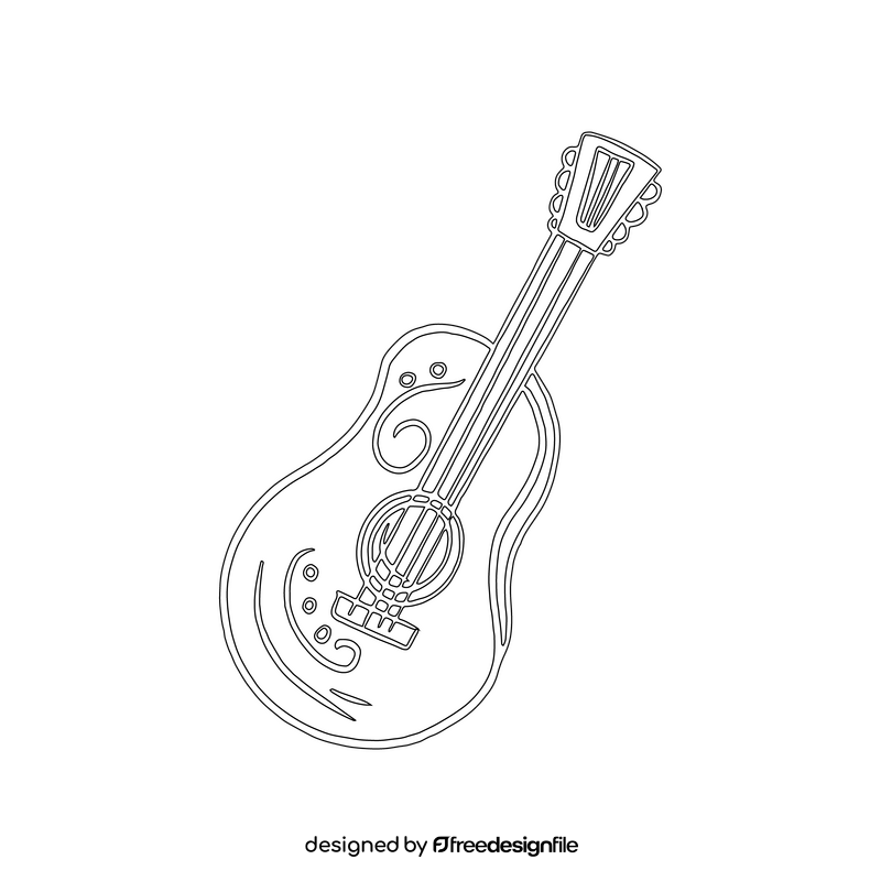 Guitar black and white clipart