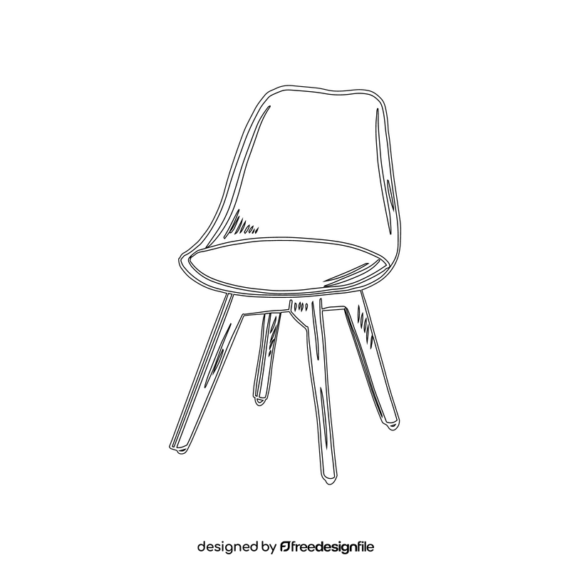 Bar Stool with Backrest black and white clipart