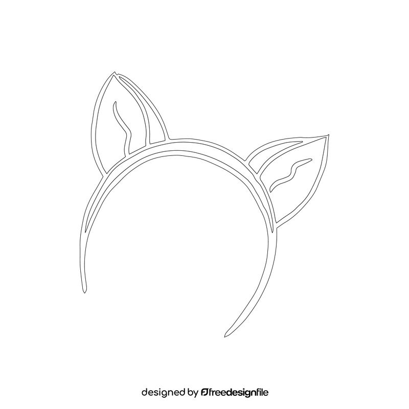 Hairband with Ears black and white clipart