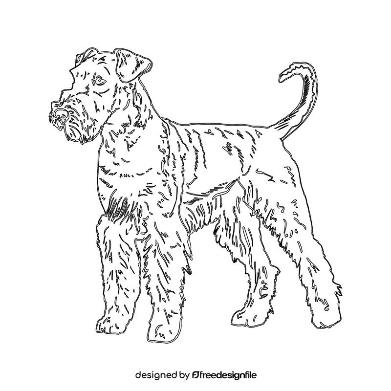 Airedale Terrier black and white clipart